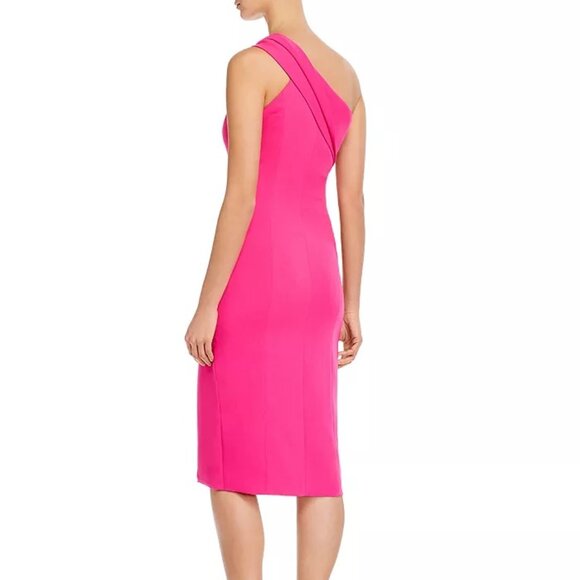 JAYGODFREY Jay Godfrey Dress 124311‎ Sloan One Shoulder Midi Dress Fuschia - Picture 2 of 5